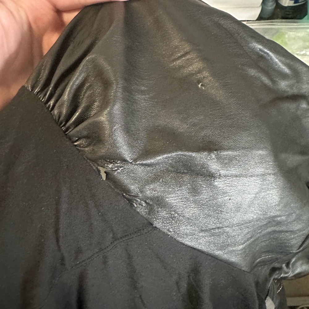DKNY Faux Leather Puff Sleeve Top - Picture 7 of 7